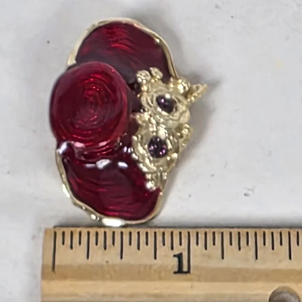Vintage Western Red Cowboy Hat Brooch Pin  Rhinestones Red Hat Society lot 3 ear